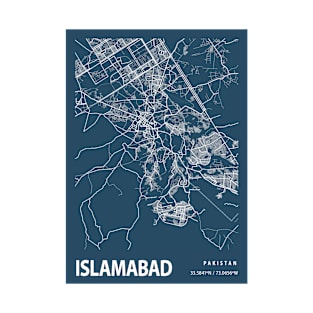 Islamabad Blueprint Street Map, Islamabad Colour Map Prints T-Shirt