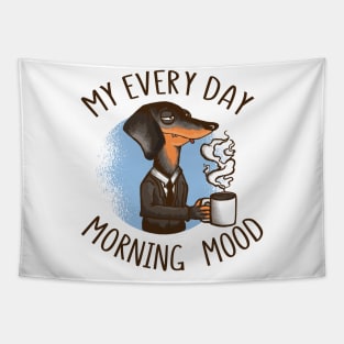 Dog Drinking Coffee Tapestry