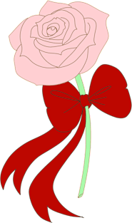 Pink Rose, Red Ribbon Magnet