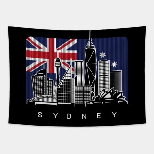 Sydney Australia Skyline Australian Flag Tapestry