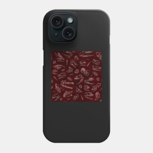 Dinosaur skull sketch tiled pattern Red Phone Case