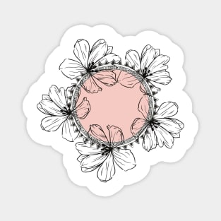 boho Asthetic Flower Circle  Cute Minimalist Pink  design Magnet