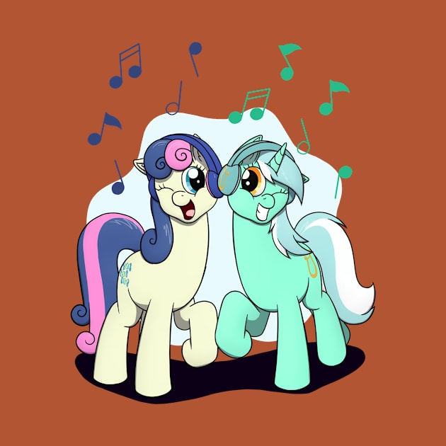 Lyra & Bon Bon with Headphones by Heartbeat Unicorn