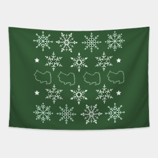 Green Christmas Print with Dogs Tapestry