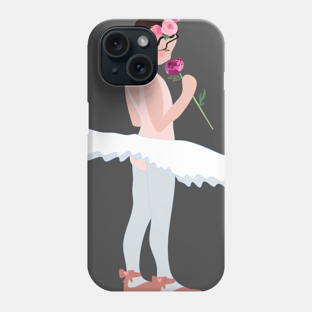 Ballerina girl with peony flower Phone Case by Orangerinka