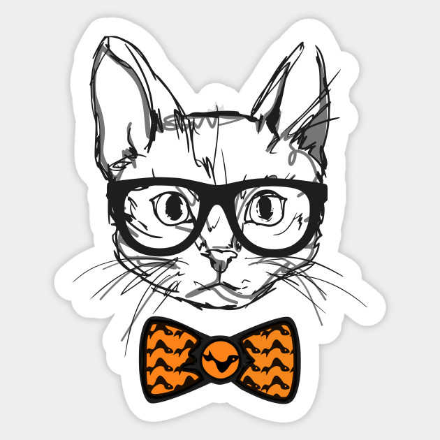 Cartoon Bowtie Cat Bowtie Cat Sticker Teepublic