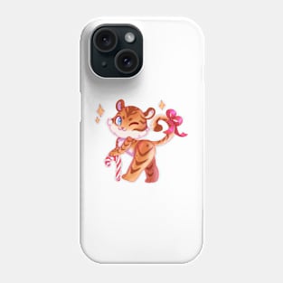 Candy cane tiger chibi Phone Case