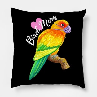 Bird Mom - Sun Conure Wears Mask Pillow