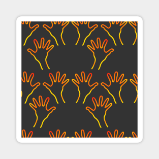 Cave Hands Anew Yellow-Red on Grey Magnet