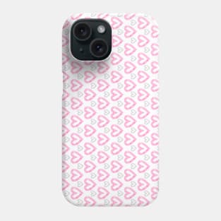 Pattern of pink and light gray heart shapes big and small objects Phone Case