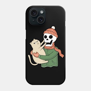 Cozy skull and cat Phone Case