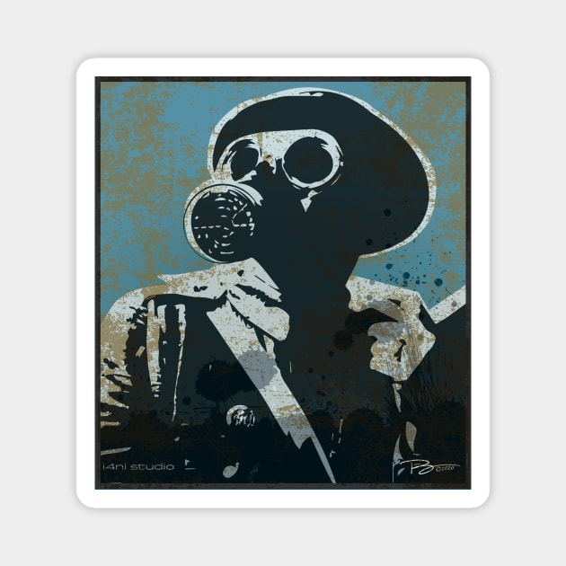 Gas Mask Gus Magnet by i4ni Studio