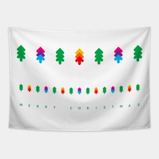 Merry Christmas with colorful fir trees, version one Tapestry