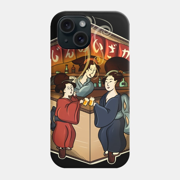 3 bijin in an Izakaya Phone Case by Ukiyograph