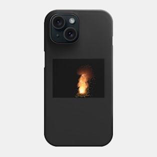 Realistic fiery explosion, orange color with sparks on a black background Phone Case