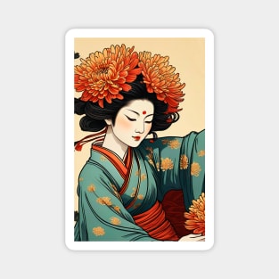 Asian girl flowers Magnet