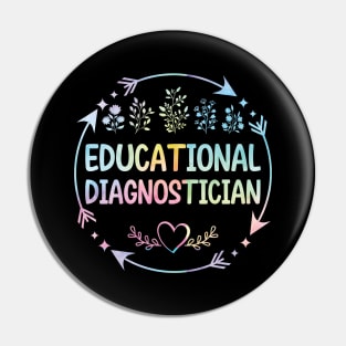 Educational Diagnostician cute floral watercolor Pin