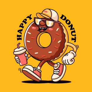 Happy donut, retro cartoon mascot T-Shirt