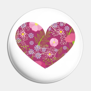 heart with flowers Pin