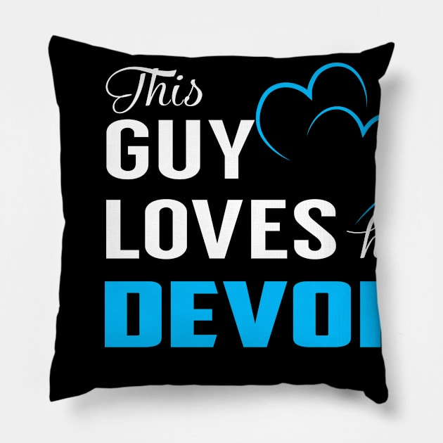 This Guy Loves His DEVON Pillow by TrudiWinogradqa