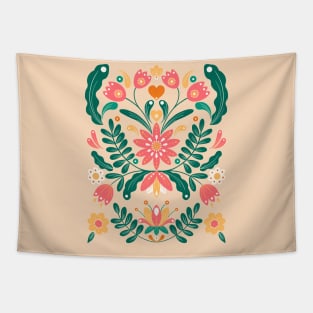 Pink and orange farmhouse flowers Tapestry