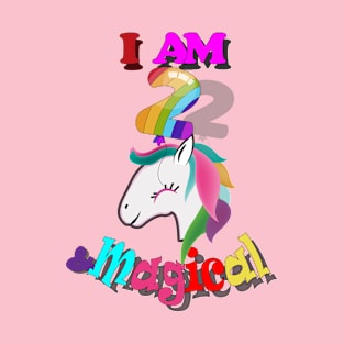 unicorn 2th birthday: I am 2 and magical T-Shirt