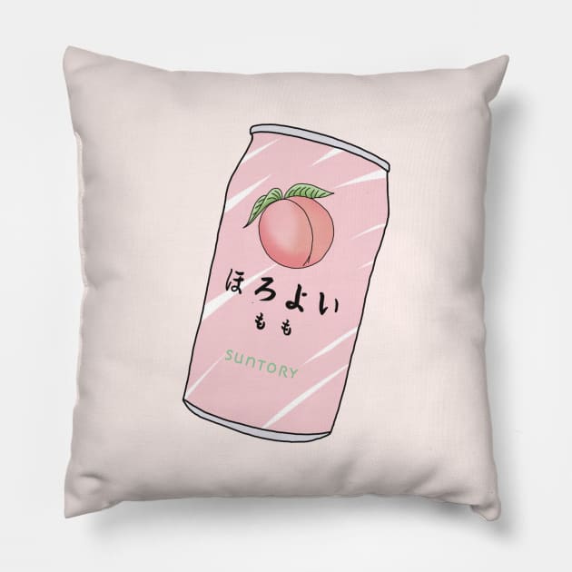 Korean Peach Suntory Soft Drink Pillow by PeachPantone