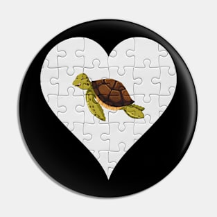 Jigsaw  Sea Turtle Heart Design - Fish Sea Turtle Pin