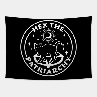 Hex The Patriarchy Feminist Witch Halloween Cat Gothic Goth Tapestry