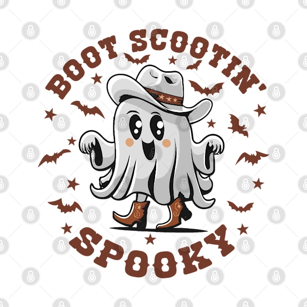 Cute Boot Scootin' Spooky Halloween Ghost Kid's Girls Halloween Western Country by TeeCreations