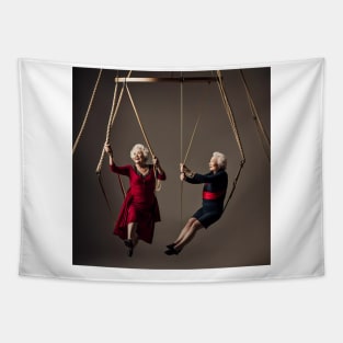 Pensioners as trapeze Artists Tapestry