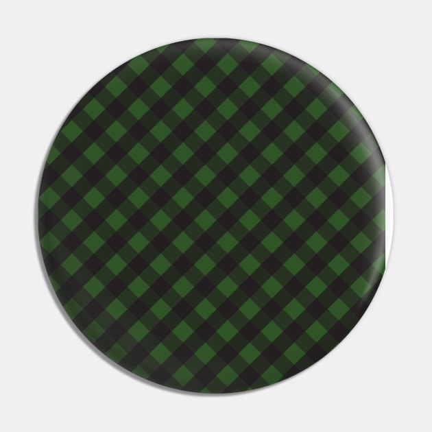 Dark Green and Black Check Gingham Plaid Pin by squeakyricardo