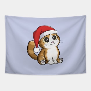 Cat With Santa Hat Tapestry