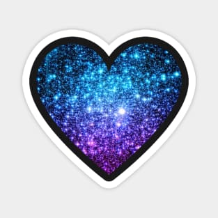 Teal and Purple Ombre Faux Glitter Heart Magnet