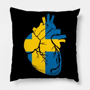 Anatomical heart design, Sweden flag Pillow