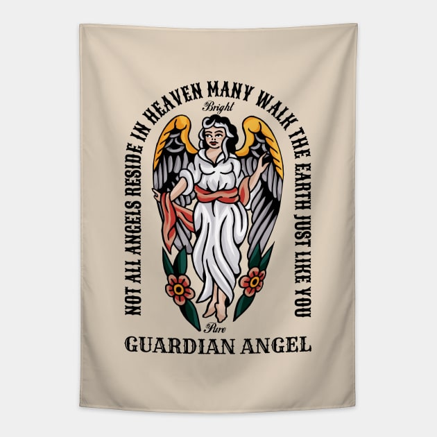 Vintage Guardian Angel Bright and Pure Tapestry by KewaleeTee