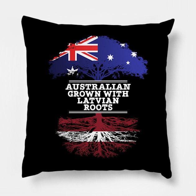 Australian Grown With Latvian Roots - Gift for Latvian With Roots From Latvia Pillow by Country Flags