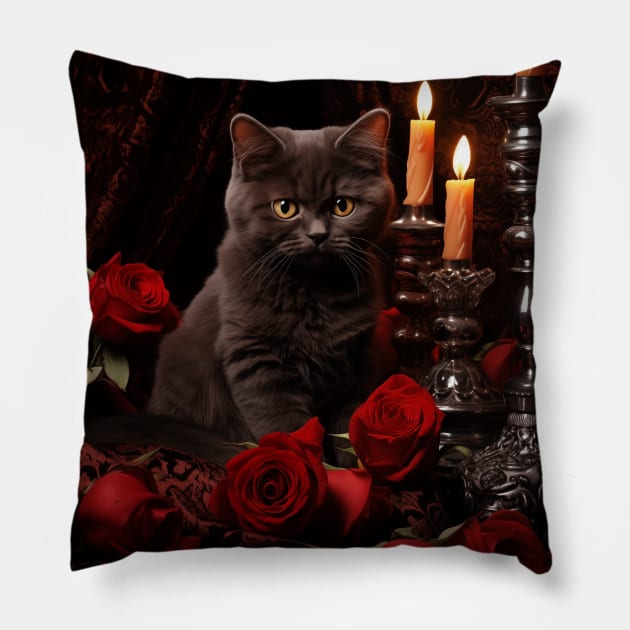 Mystic British Shorthair Kitten Pillow by Enchanted Reverie