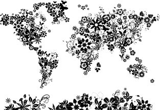 world map floral Magnet
