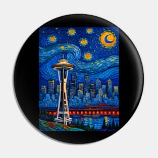 Space Needle in starry night Pin