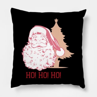 Retro Vintage Pink Santa Claus - Santa And Tree Pillow