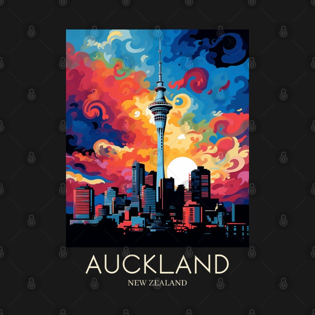 A Pop Art Travel Print of Auckland - New Zealand by Studio Red Koala