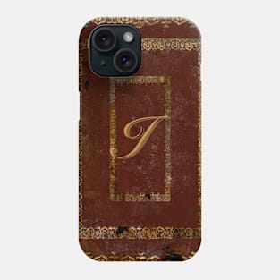 Distressed Leather Book Cover Design Initial I Phone Case