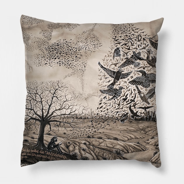 Resonance - Change - ink illustration Pillow by mnutz