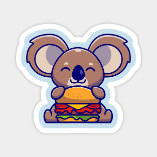 Cute Koala Eating Burger Cartoon Magnet