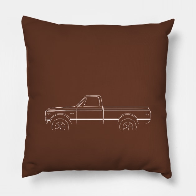 1972 Chevy C-10 Pickup - profile stencil, white Pillow by mal_photography