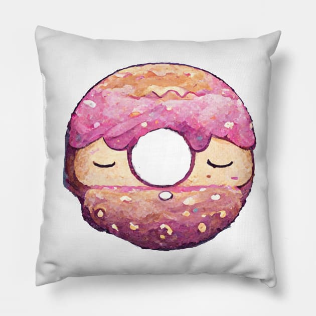 Sleeping Donut #2 by dozydonut Pillow by dozydonut