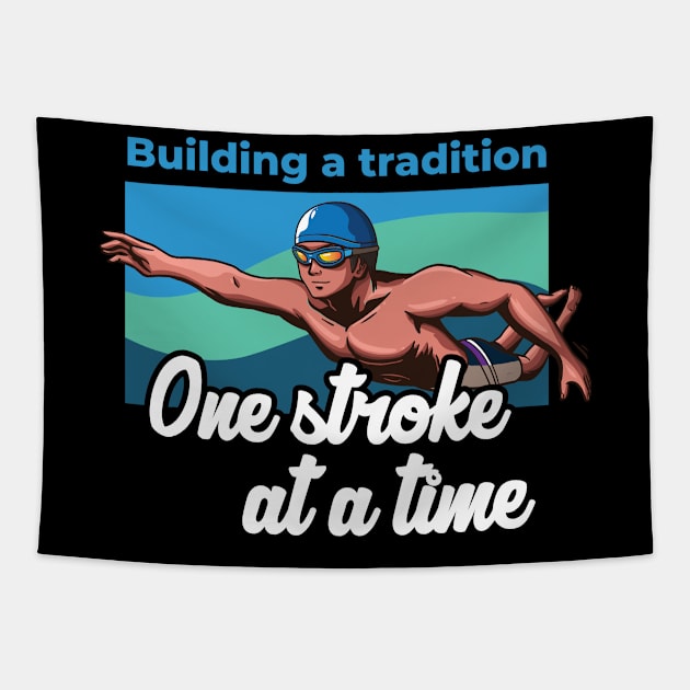 Building tradition one stroke at a time Swimmer Swimming Tapestry by Riffize