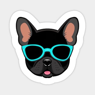 Black French Bulldog in Blue Shades Frenchie Dog Magnet