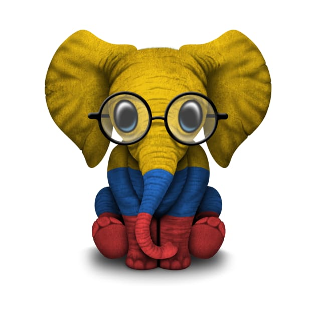 Baby Elephant with Glasses and Colombian Flag by jeffbartels